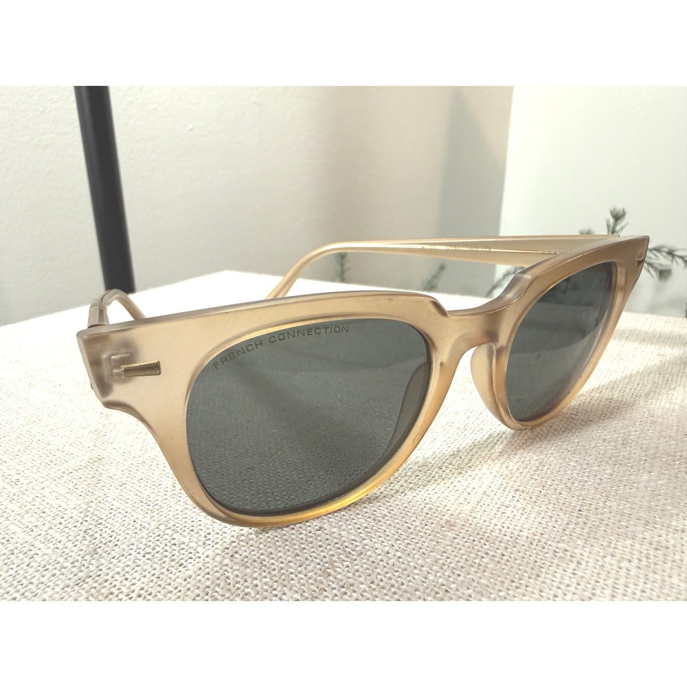 French Connection Womens Tan Oversized Sunglasses Gray Lens Retro Square SF1021